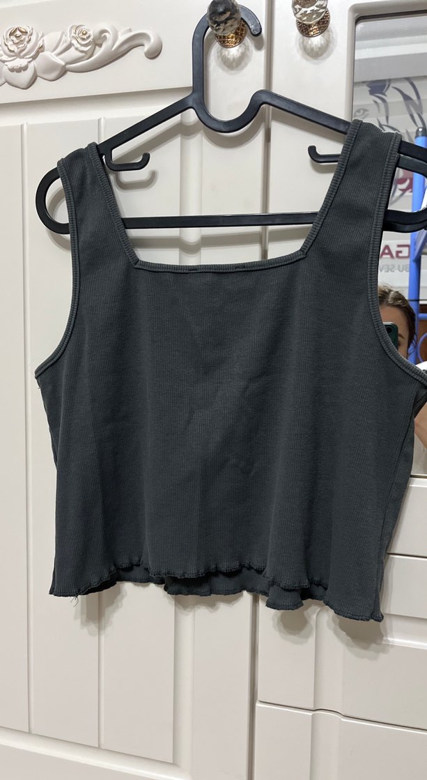 Gri Kadın Atlet, Kolsuz, Normal Boy - Görsel 4