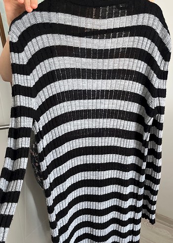 Çizgili Uzun Kollu Kadın Hırka - Görsel 3