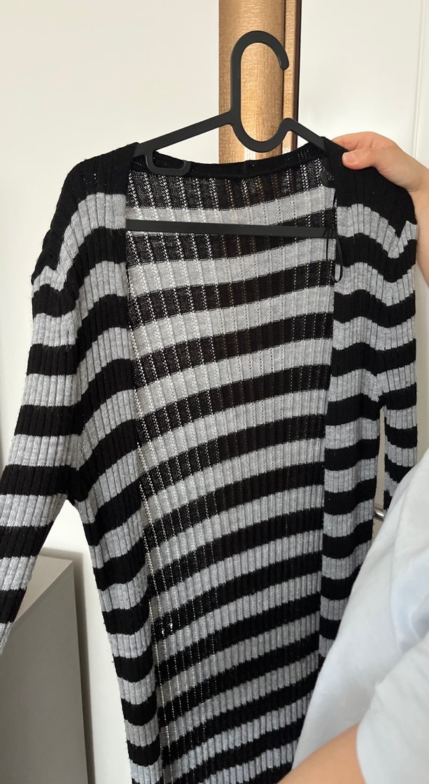 Çizgili Uzun Kollu Kadın Hırka - Görsel 5