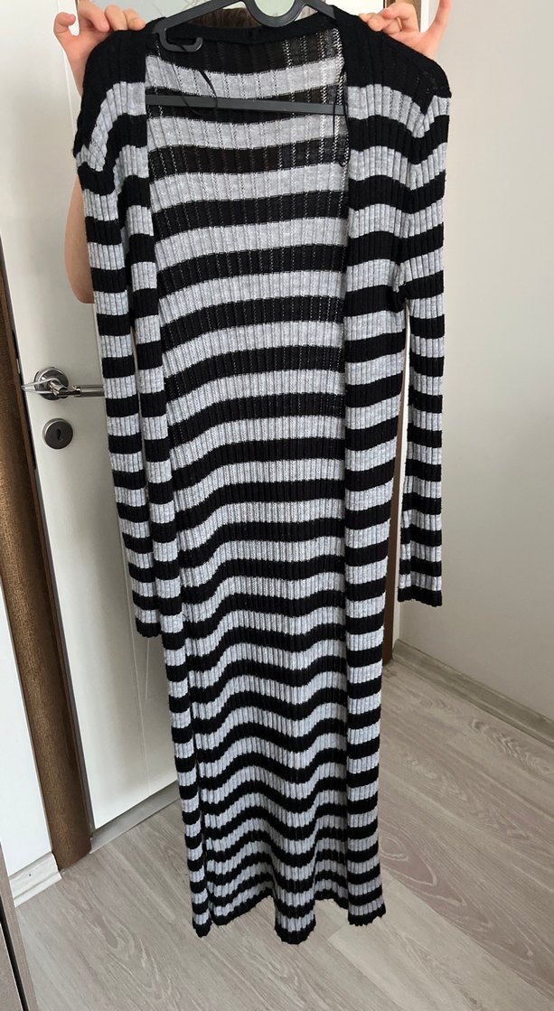 Çizgili Uzun Kollu Kadın Hırka - Görsel 2