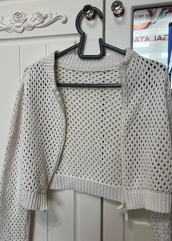 Gri Örgü Kadın Hırka,Uzun Kollu - Görsel 4