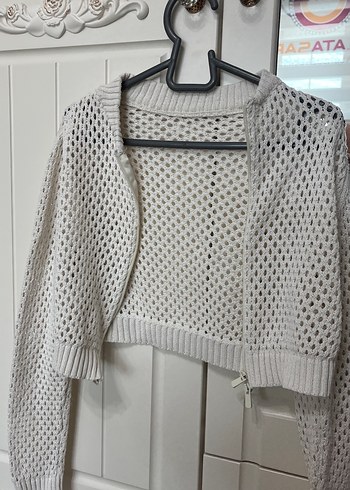 Gri Örgü Kadın Hırka,Uzun Kollu - Görsel 3