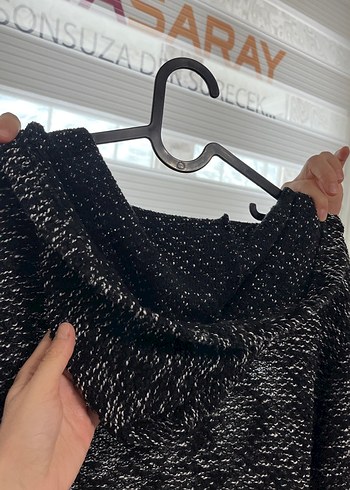 Uzun Gri Örgü Kadın Hırka - Görsel 6