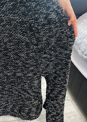 Uzun Gri Örgü Kadın Hırka - Görsel 4