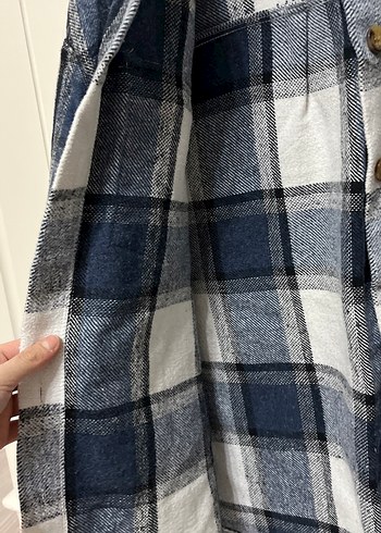 Düğmeli Lacivert Ekose unisex Gömlek - Görsel 3