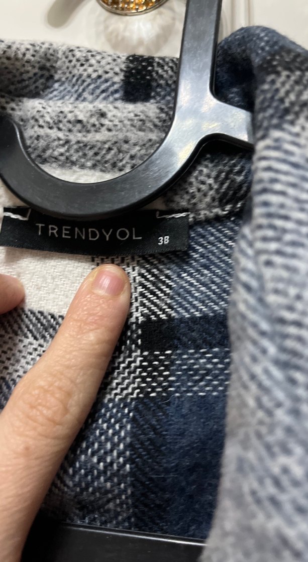 Düğmeli Lacivert Ekose unisex Gömlek - Görsel 4