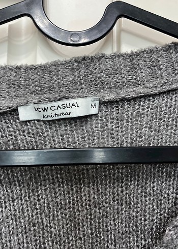 Gri Örgü Kadın Hırka V Yaka - Görsel 3