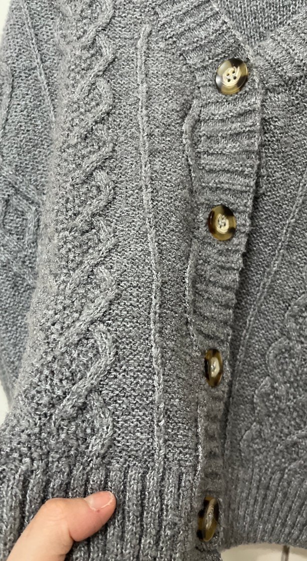 Gri Örgü Kadın Hırka V Yaka - Görsel 4