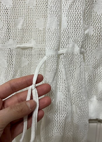 Beyaz Örgü Kadın Hırka V Yaka - Görsel 4