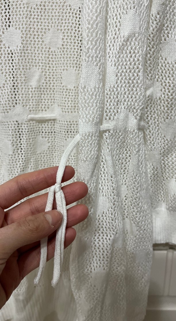 Beyaz Örgü Kadın Hırka V Yaka - Görsel 4