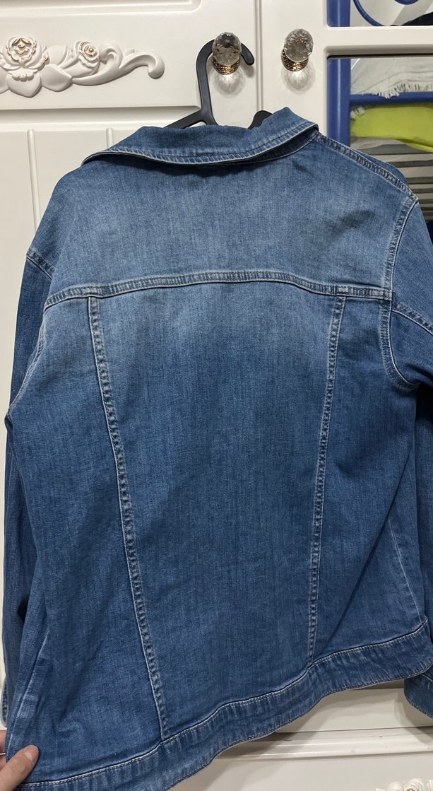 Kadın Mavi Denim Ceket, Rahat Kesim - Görsel 5