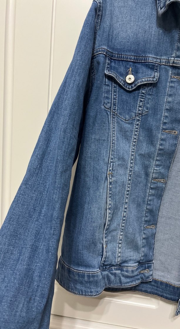 Kadın Mavi Denim Ceket, Rahat Kesim - Görsel 4