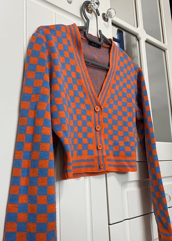 Kadın Çok Renkli Kareli Hırka - Görsel 5