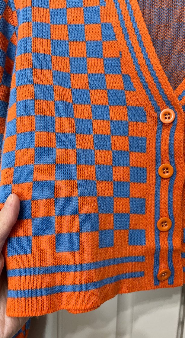 Kadın Çok Renkli Kareli Hırka - Görsel 3