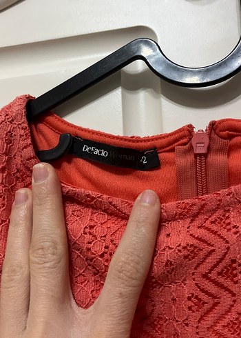 Nar çiçeği renginde Dantel İşlemeli Bohem Elbise - Görsel 4