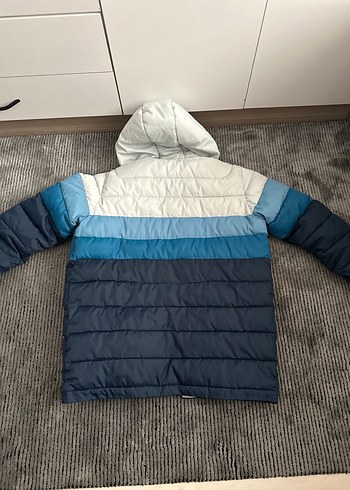 xs Beden Mavi Kapüşonlu Fermuarlı Mont