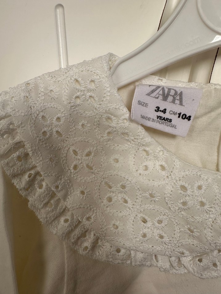 Kız Çocuk Beyaz Dantel Yakalı Gömlek - Görsel 2