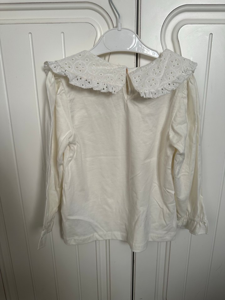 Kız Çocuk Beyaz Dantel Yakalı Gömlek - Görsel 3