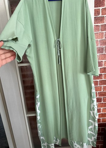 Uzun Kesim Bohem Yeşil Kadın Kimono - Görsel 2