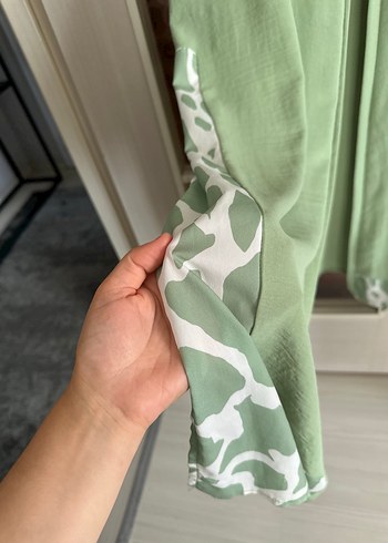 Uzun Kesim Bohem Yeşil Kadın Kimono - Görsel 3