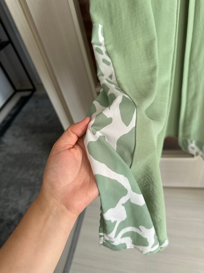 Uzun Kesim Bohem Yeşil Kadın Kimono - Görsel 3