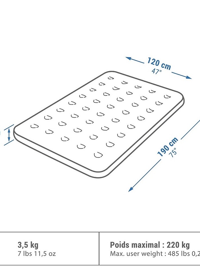 Decathlon 2 tane Şişme Kamp Yatağı - Görsel 3