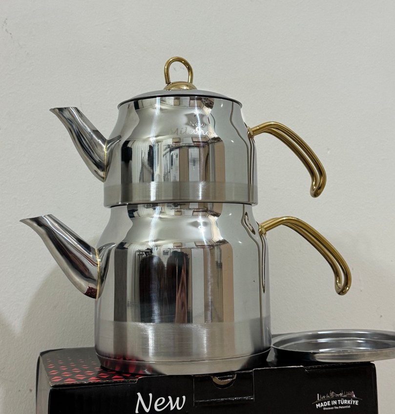 New Milano Çelik Çaydanlık Altın Detaylı - Görsel 2