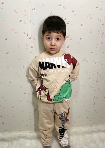 Marvel Baskılı Erkek Çocuk Kahverengi Eşofman Takımı - Görsel 4