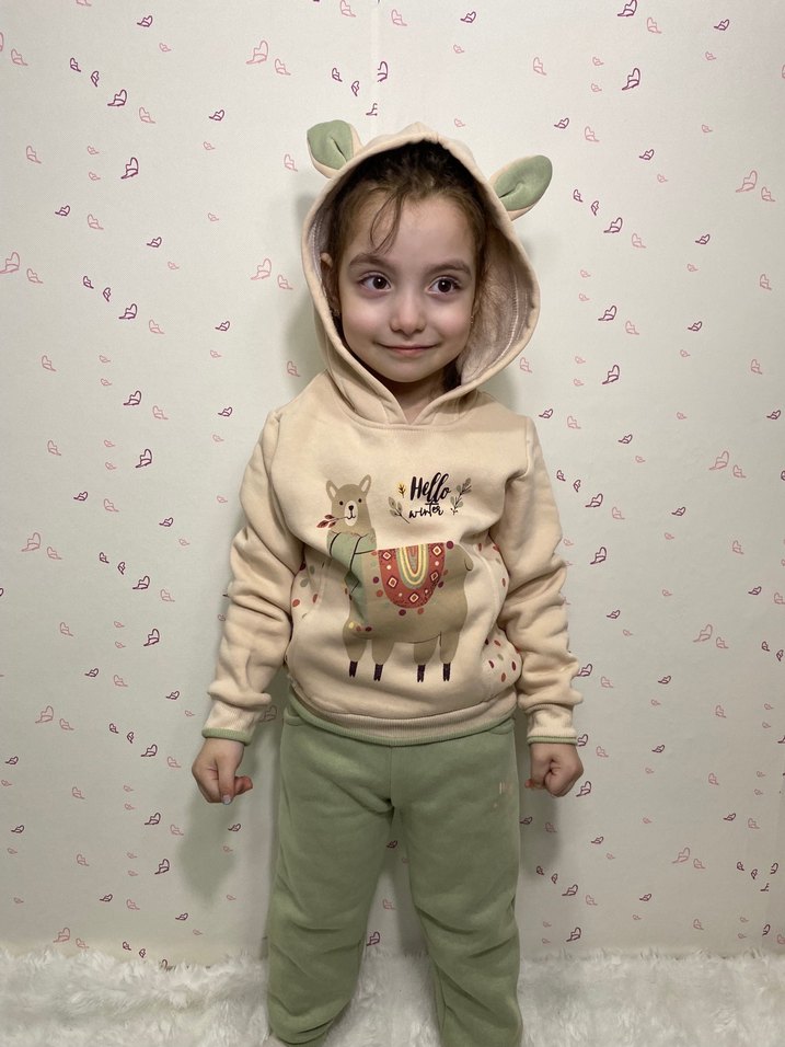 Örgü Kapüşonlu Bebek Kız Takımı - Görsel 2