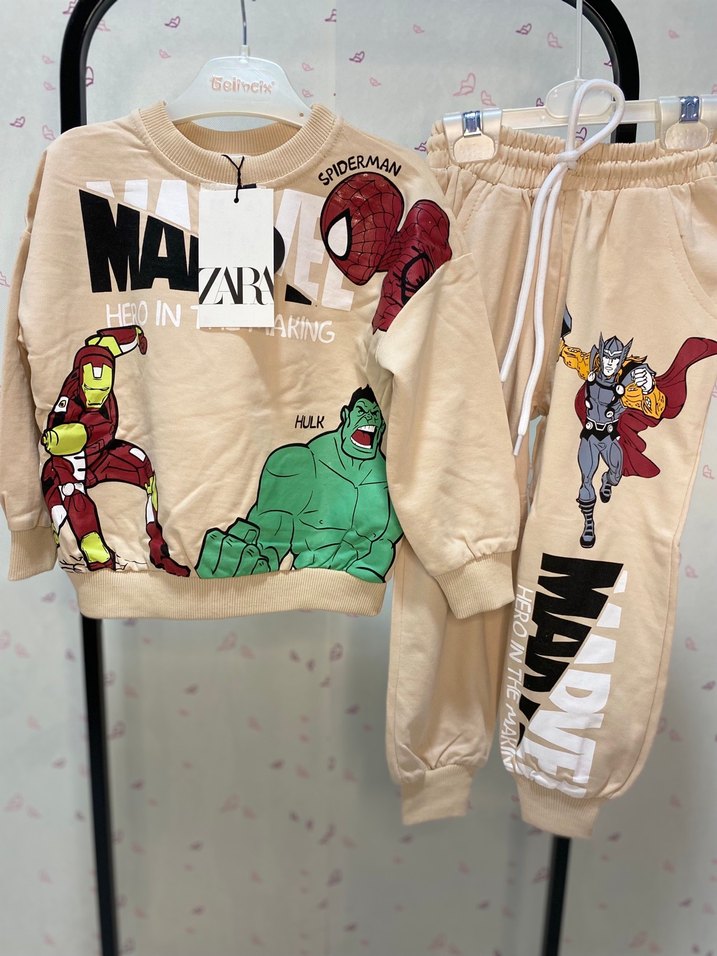 Marvel Baskılı Kahverengi Erkek Çocuk Eşofman Takımı - Görsel 3