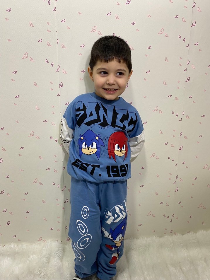 Erkek Çocuk Mavi Baskılı Sweatpant Takımı - Görsel 3