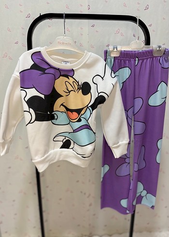 Mor Baskılı Kız Eşofman Takımı Kapüşonlu - Görsel 2