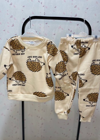 Kürklü Kapüşonlu Erkek Bebek Sweatshirt Takımı - Görsel 2