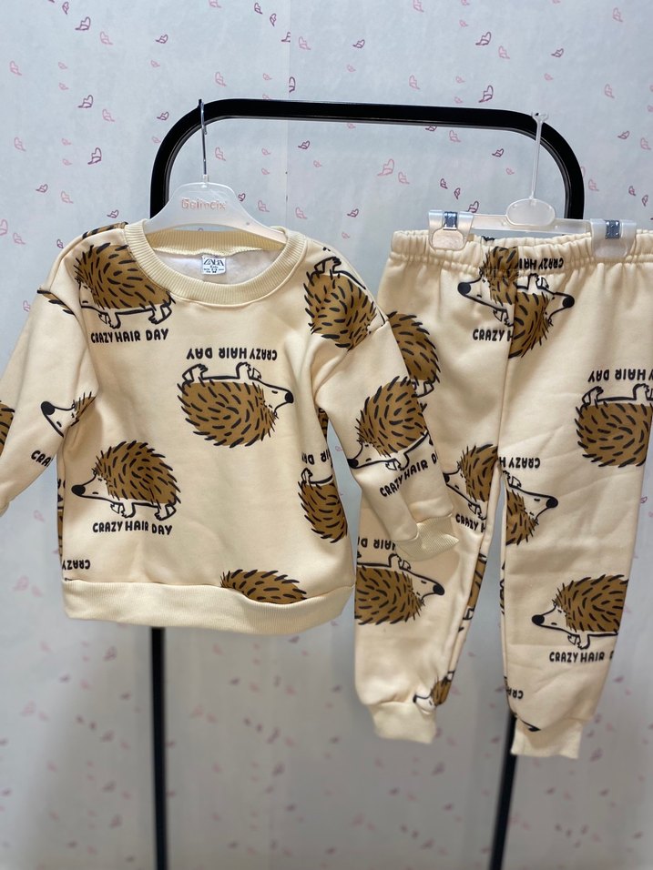 Kürklü Kapüşonlu Erkek Bebek Sweatshirt Takımı - Görsel 2