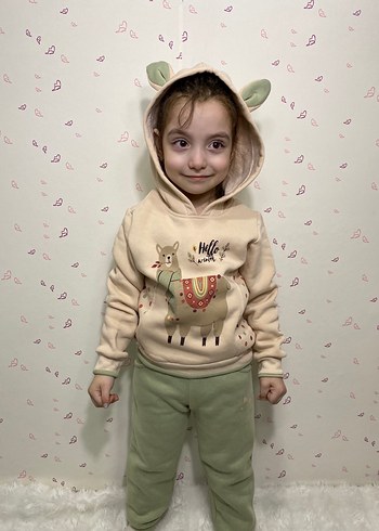 Bebek Kız Triko Kapüşonlu Takım - Görsel 2