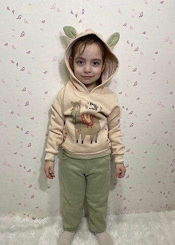 Bebek Kız Triko Kapüşonlu Takım - Görsel 3