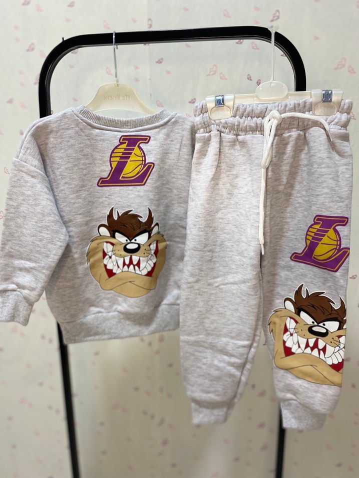 Gri Erkek Çocuk Loose Fit Eşofman Takımı - Görsel 2