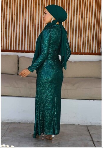 Satılık Zümrüt yeşil pul palet abiye - Görsel 5