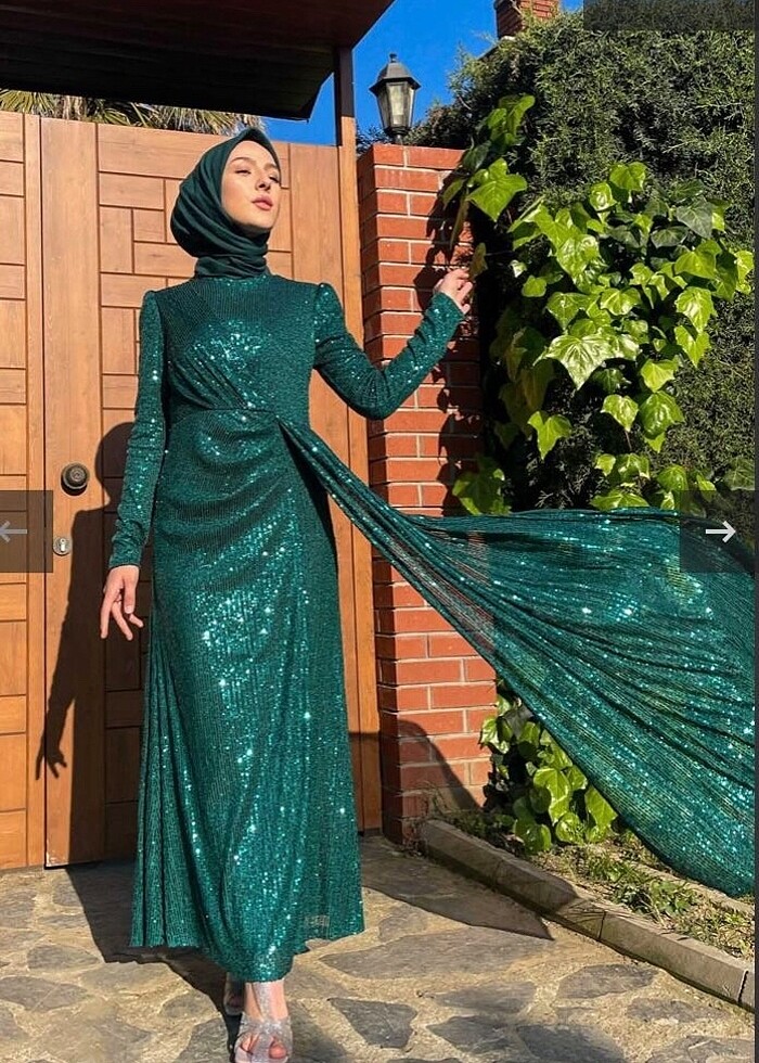 Satılık Zümrüt yeşil pul palet abiye - Görsel 3