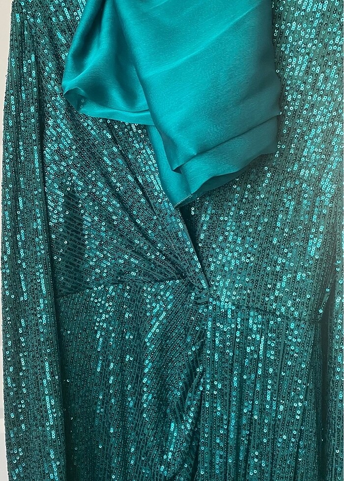 Satılık Zümrüt yeşil pul palet abiye - Görsel 4