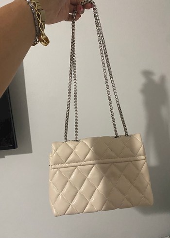 Bej Zincir Detaylı Deri Kadın Çanta - Görsel 6