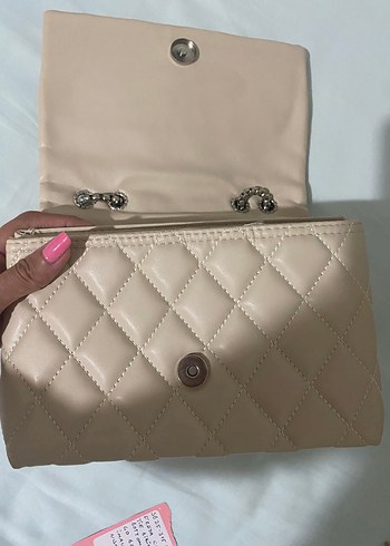 Bej Zincir Detaylı Deri Kadın Çanta - Görsel 8