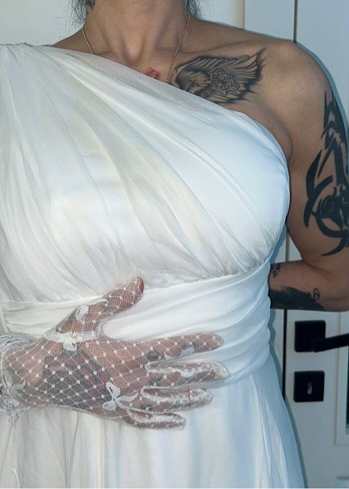 Helenistik yandan yırtmaçlı gelinlik/nikah elbisesi - Görsel 2