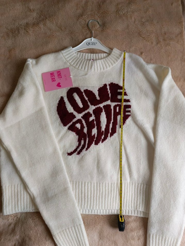 Beyaz Quzu Triko Kazak - Görsel 3