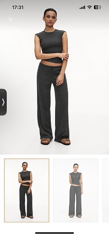 pull and bear wide leg pantolon gri