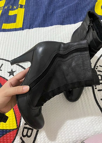 38 Beden Siyah Deri Gotik Stiletto Topuklu Kadın Bot