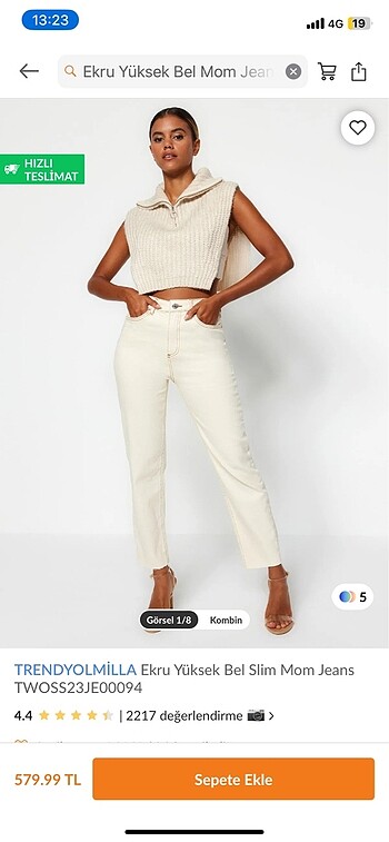 Trndylmilla yüksek bel slim mom jeans