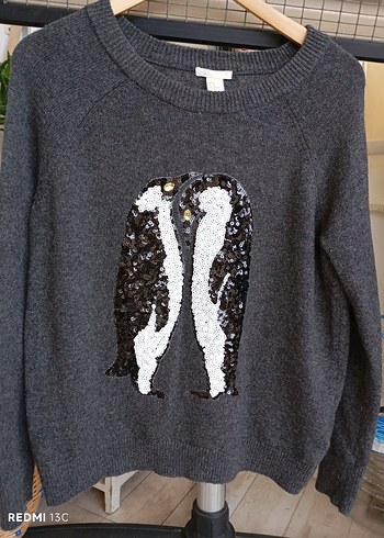 Gri Kadın Triko Uzun Kollu Kazak - Görsel 10