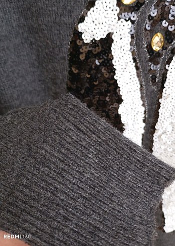 Gri Kadın Triko Uzun Kollu Kazak - Görsel 5