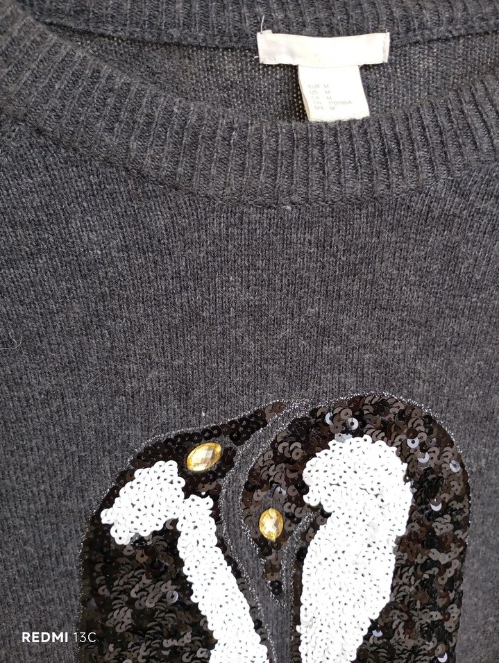 Gri Kadın Triko Uzun Kollu Kazak - Görsel 3